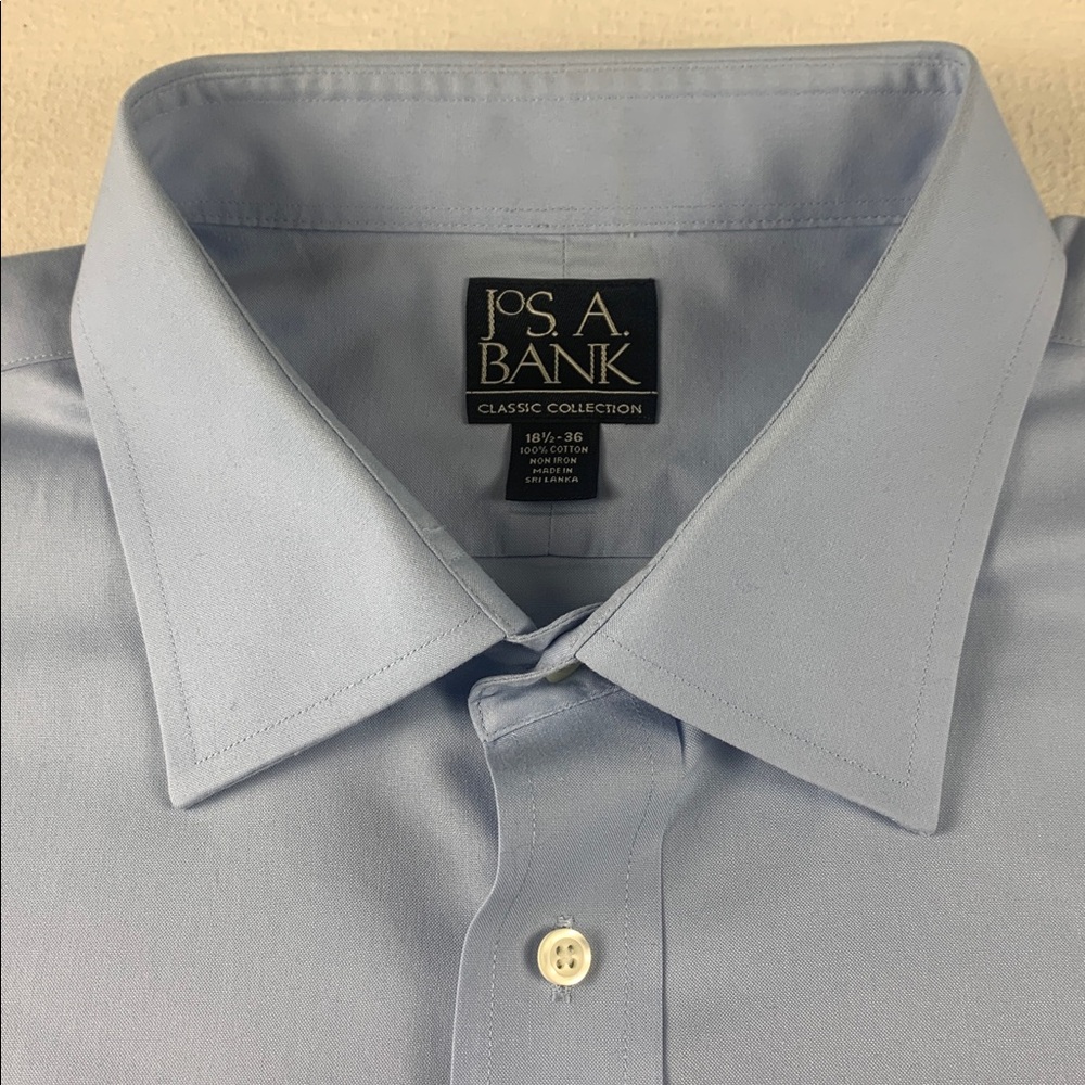 Jos. A Bank Men's Dress Shirt GUC 18.5-36‎ Blue Long Sleeve Classic Collection